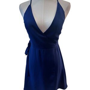 EUC Amanda Uprichard Women's Blue Sleeveless Wrap Dress Size P